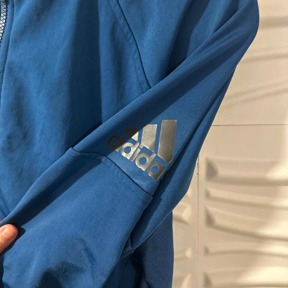 adidas Metallic Blue Bomber Jacket Track Jacket with Matching Leggings - Picture 3 of 6